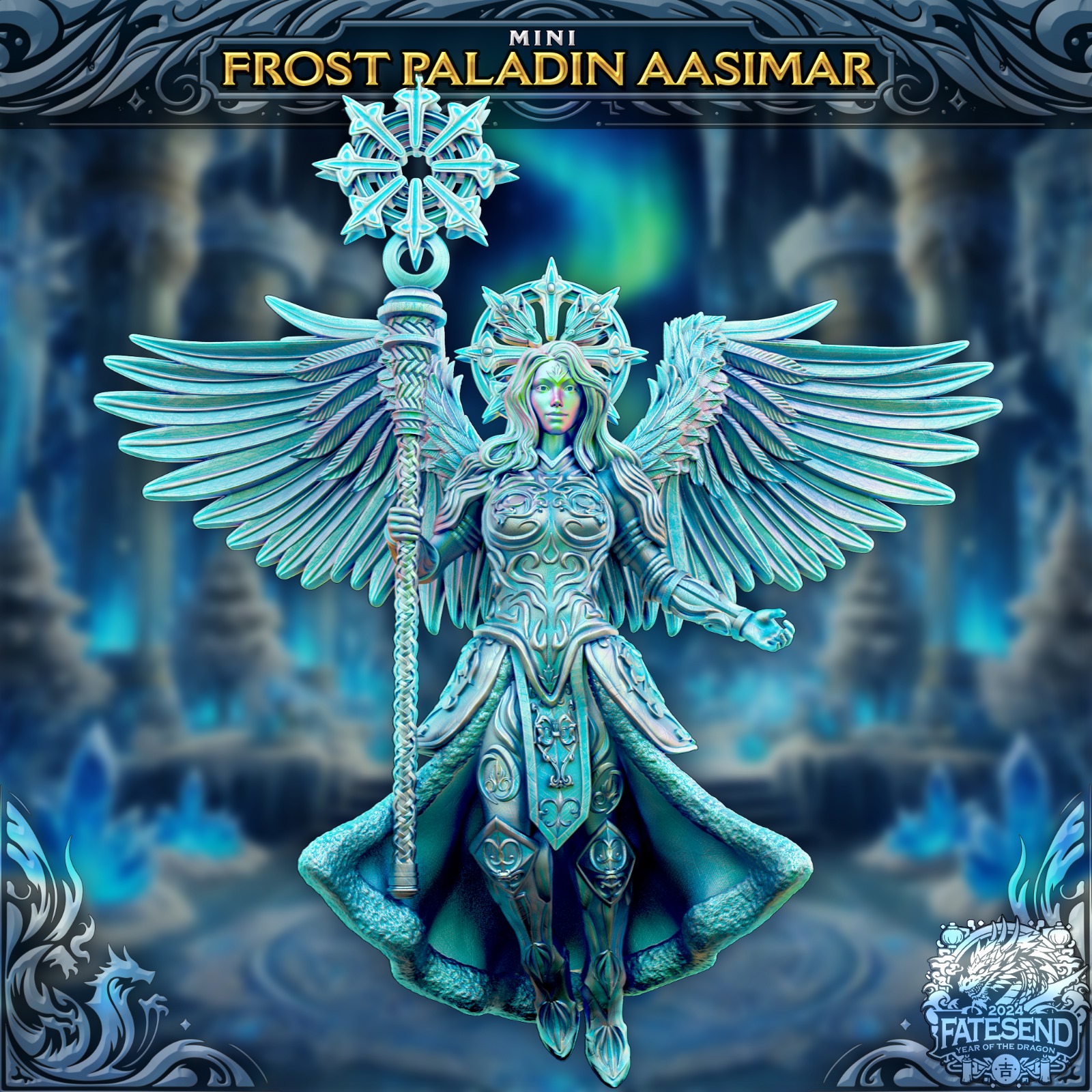 Frost Paladin Aasimar Miniature & Ornament - SUPPORT FREE!